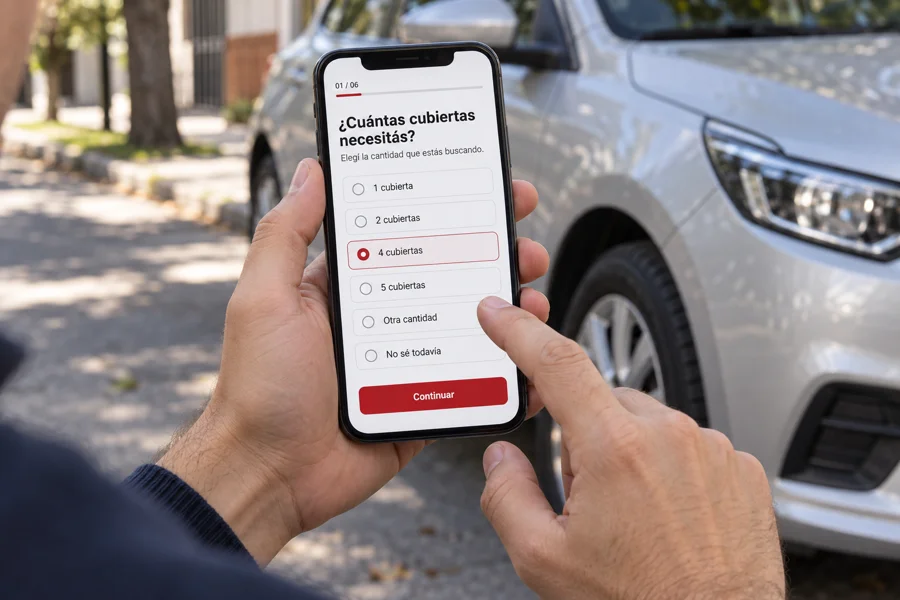 Una persona completando el quiz de cotización de cubiertas desde su celular